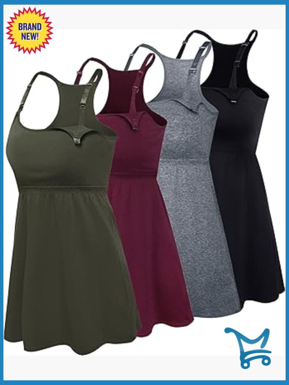 Cotton Maternity Nursing Tank Tops with Bralette 4-Pack